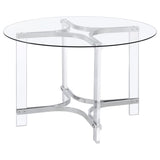 Keeling 5-piece Round Glass Top Acrylic Dining Set Chrome - 108501-S5