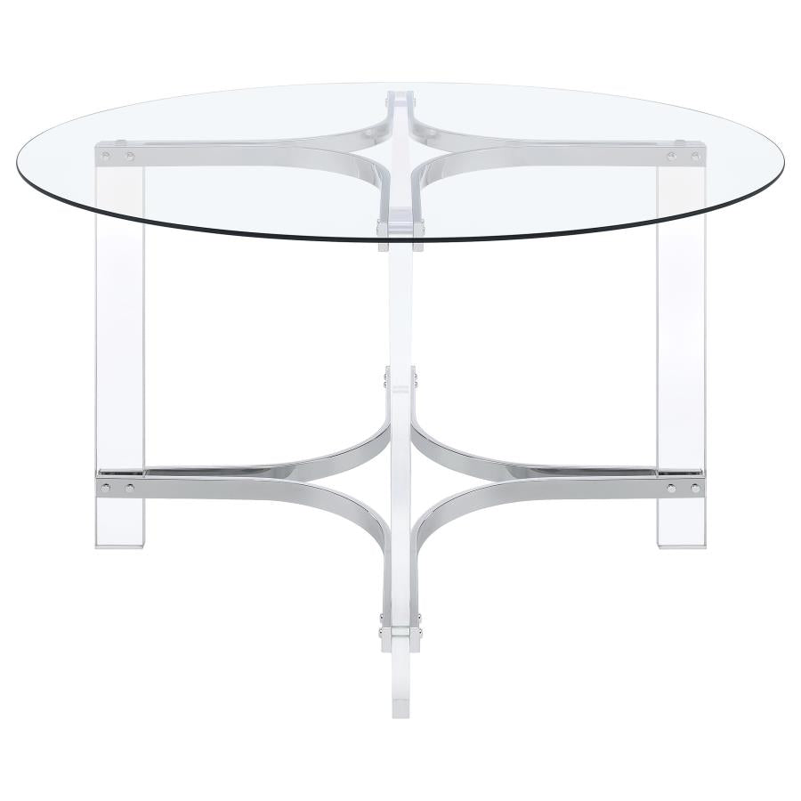 Keeling 5-piece Round Glass Top Acrylic Dining Set Chrome - 108501-S5