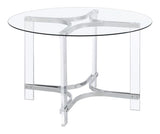 Keeling 5-piece Round Glass Top Acrylic Dining Set Chrome - 108501-S5