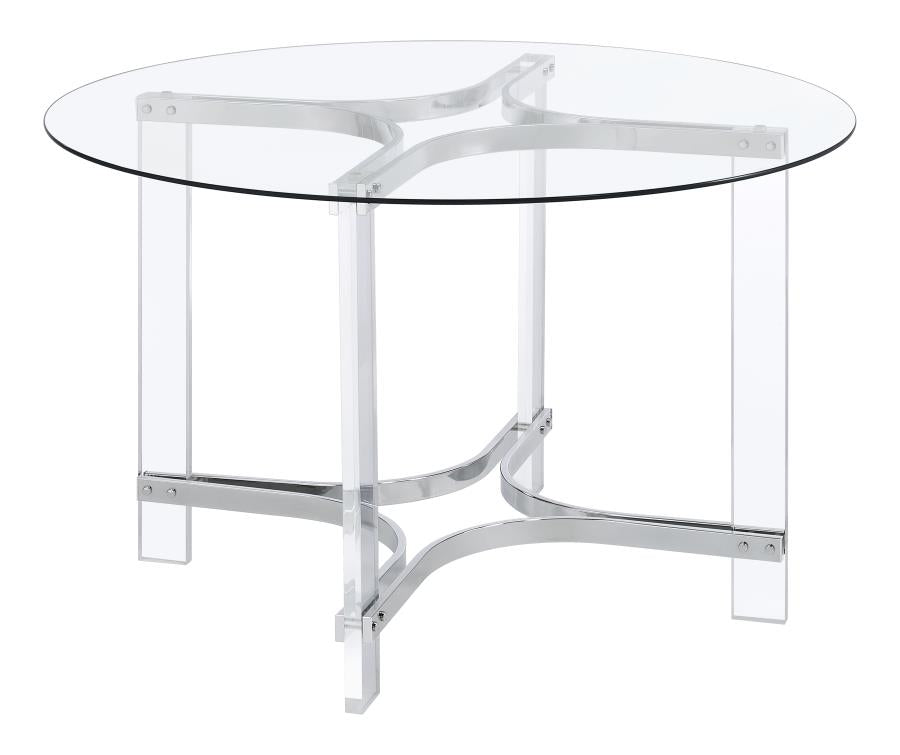 Keeling 5-piece Round Glass Top Acrylic Dining Set Chrome - 108501-S5