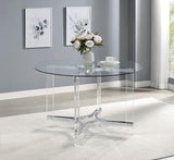 Keeling 47-inch Round Glass Top Acrylic Dining Table Chrome - 108501