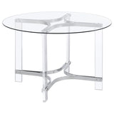 Keeling 47-inch Round Glass Top Acrylic Dining Table Chrome - 108501