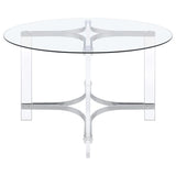Keeling 47-inch Round Glass Top Acrylic Dining Table Chrome - 108501