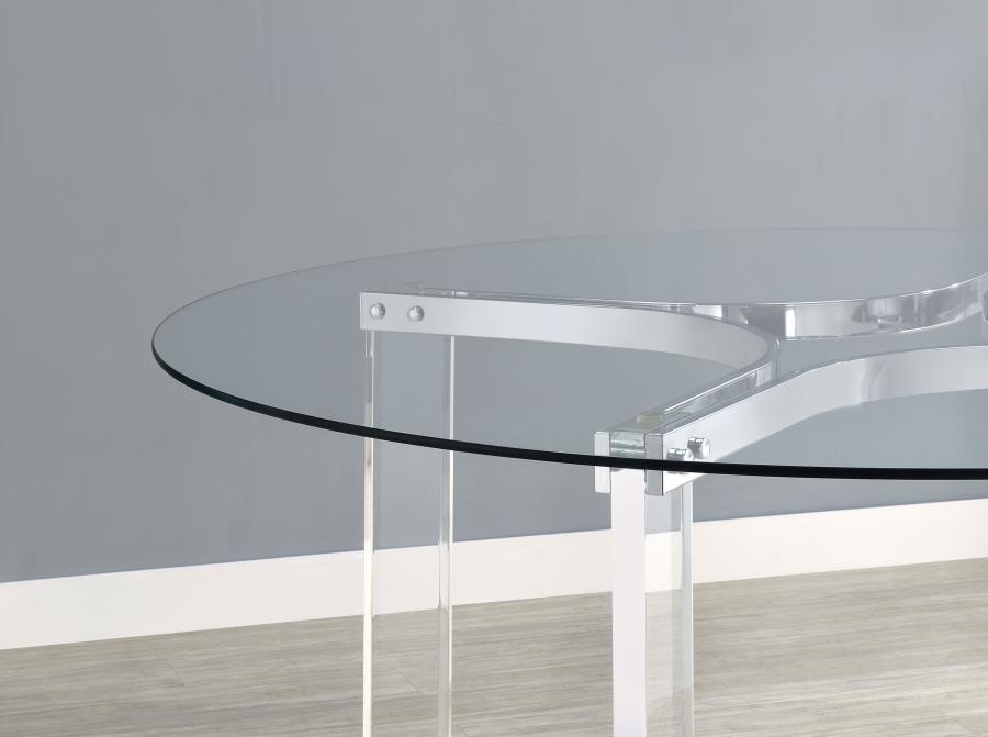 Keeling 47-inch Round Glass Top Acrylic Dining Table Chrome - 108501