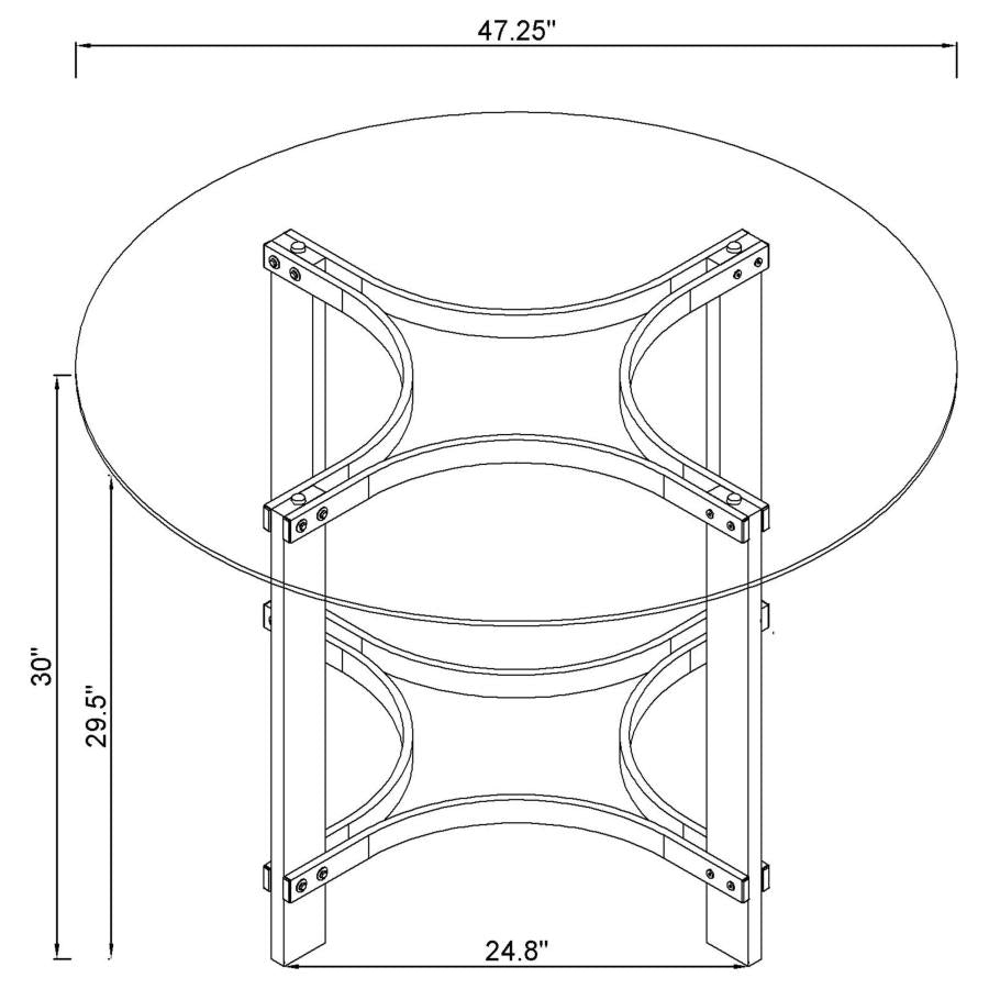Keeling 47-inch Round Glass Top Acrylic Dining Table Chrome - 108501