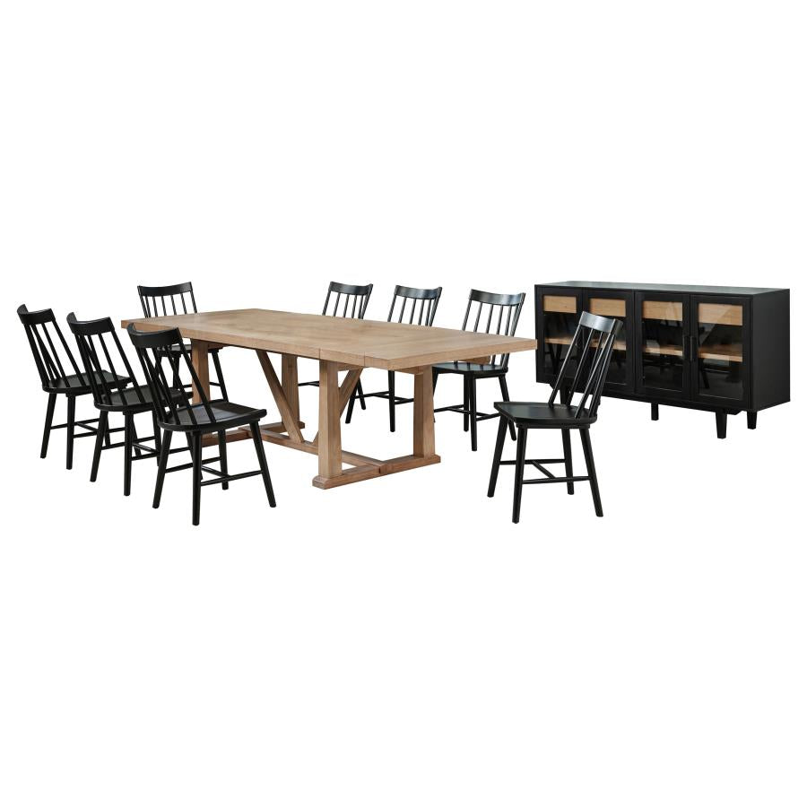 Middleton 10-piece Extension Leaf Dining Set Natural Brown and Black - 108541-S10B