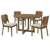 Crestmore 5-piece 46-inch Round Wood Dining Table Set Walnut - 108570-S5