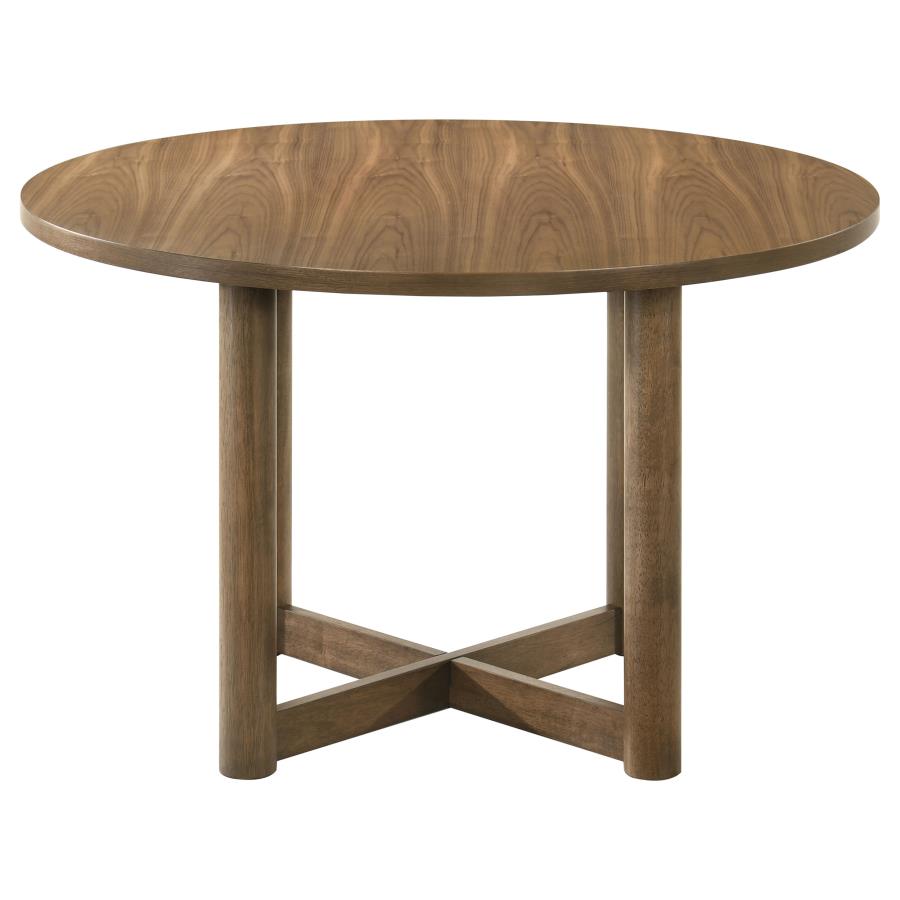 Crestmore 5-piece 46-inch Round Wood Dining Table Set Walnut - 108570-S5