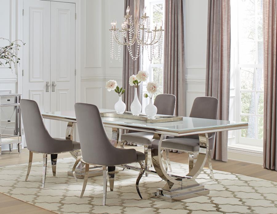 Antoine 5-piece Rectangular Glass Top Dining Table Set Grey - 108811-S5G