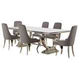 Antoine 7-piece Rectangular Glass Top Dining Table Set Grey - 108811-S7G