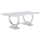 Antoine Rectangular 95-inch Glass Top Dining Table White - 108811