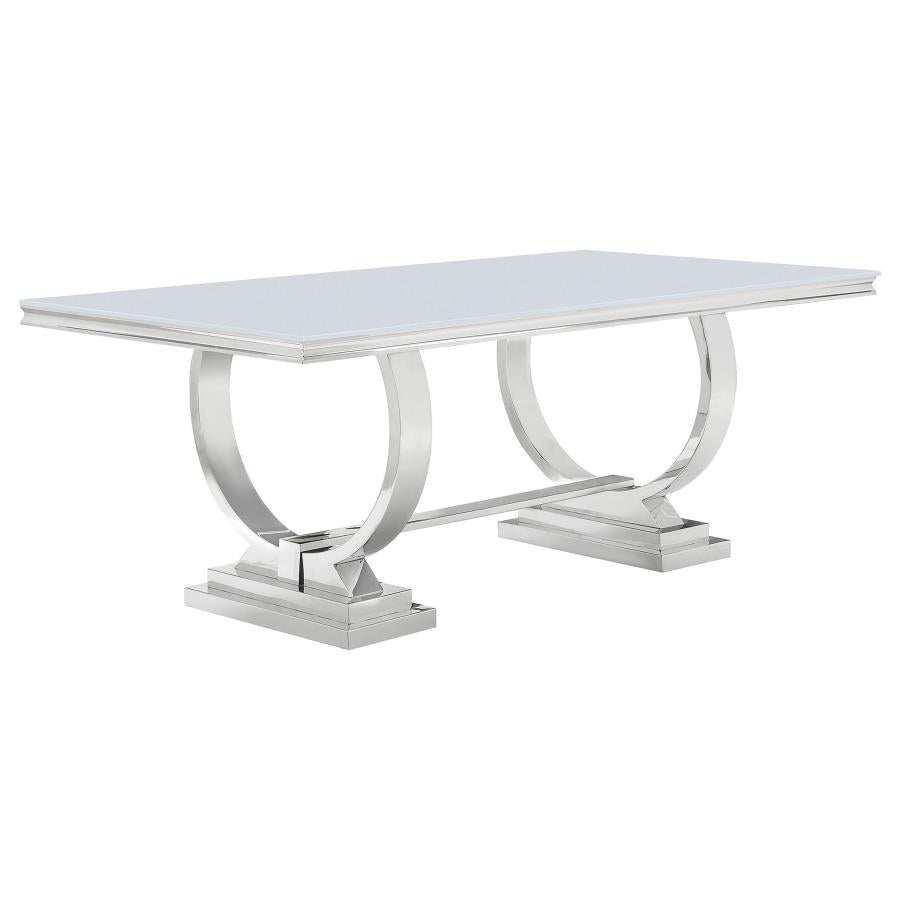 Antoine Rectangular 95-inch Glass Top Dining Table White - 108811