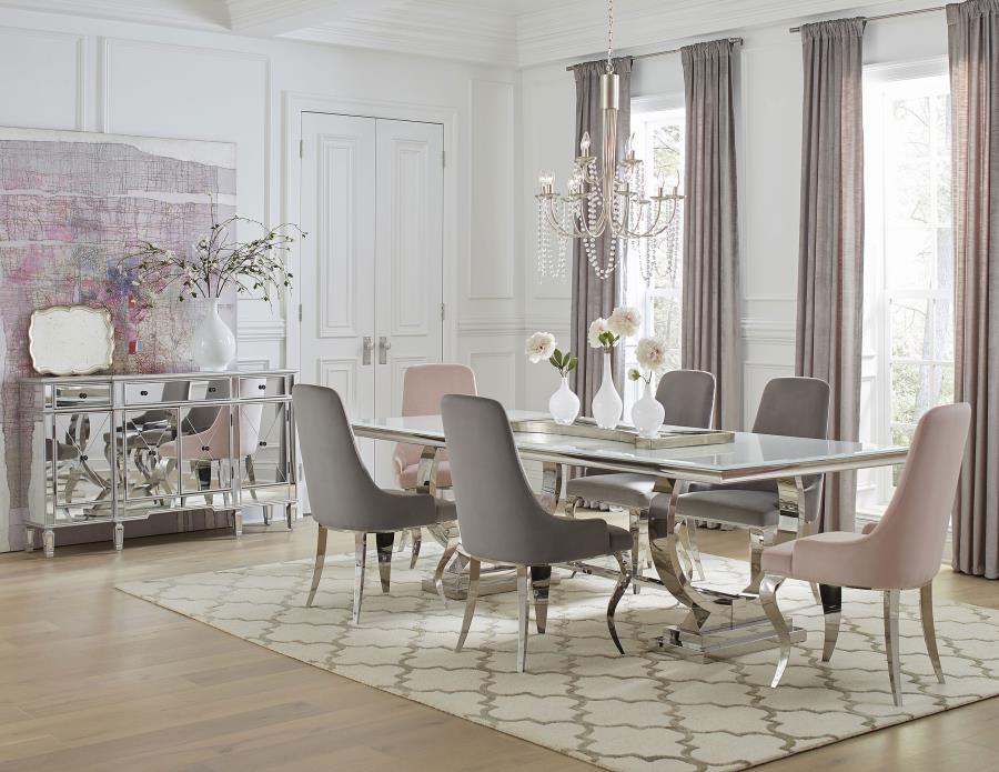 Antoine Rectangular 95-inch Glass Top Dining Table White - 108811