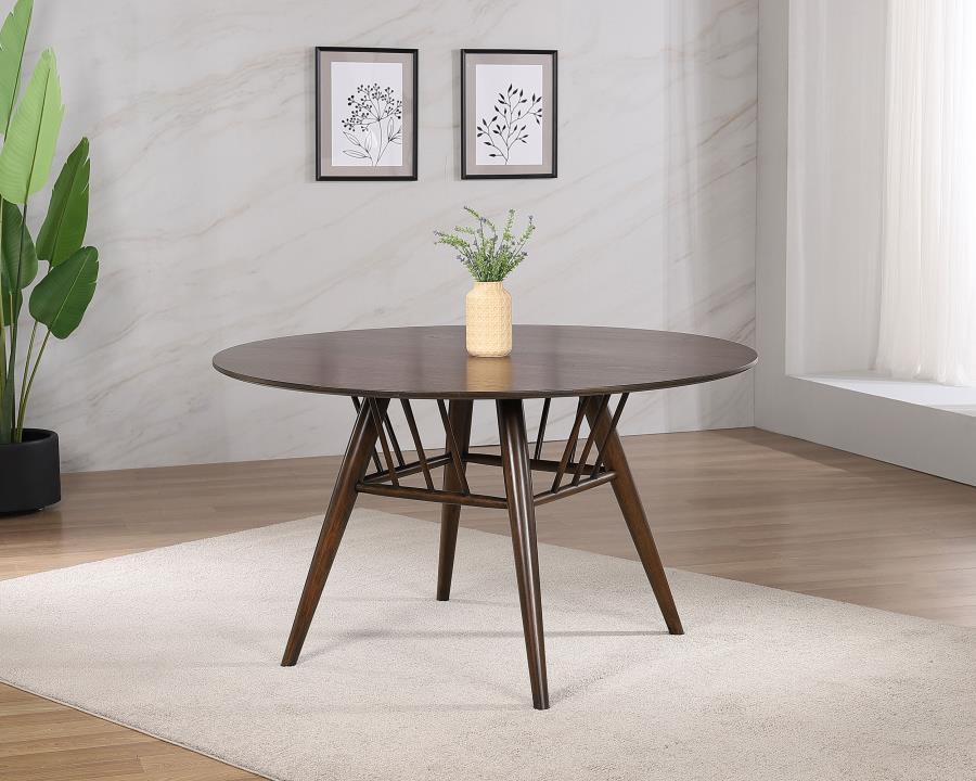 Everton Round 53-inch Wood Dining Table Dark Walnut - 108891