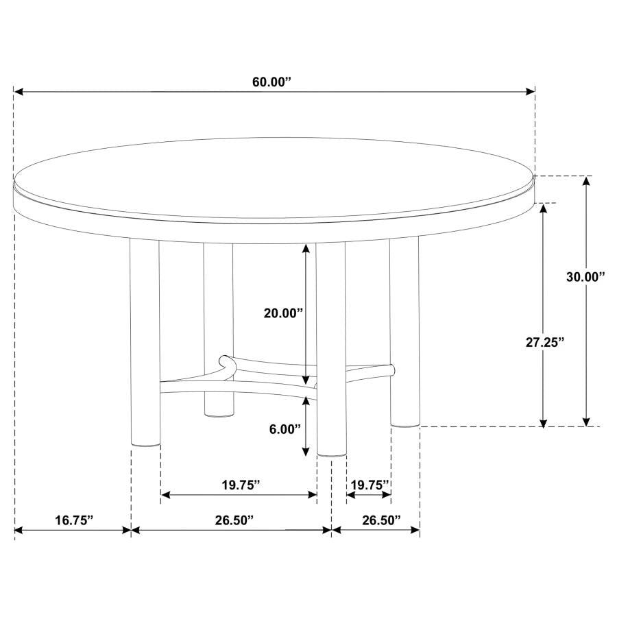 Arini 5-piece Round Dining Table Set Sand Wash and Black - 108930-S5B