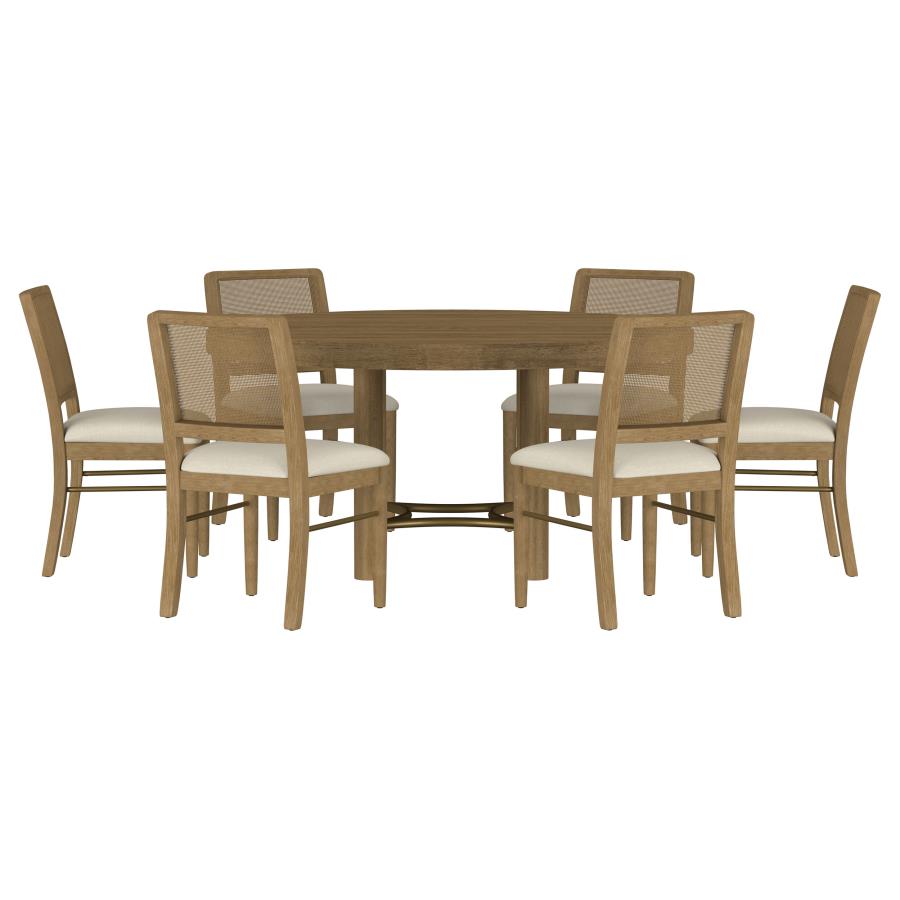 Arini 7-piece Round Dining Room Table Set Sand Wash - 108930-S7W