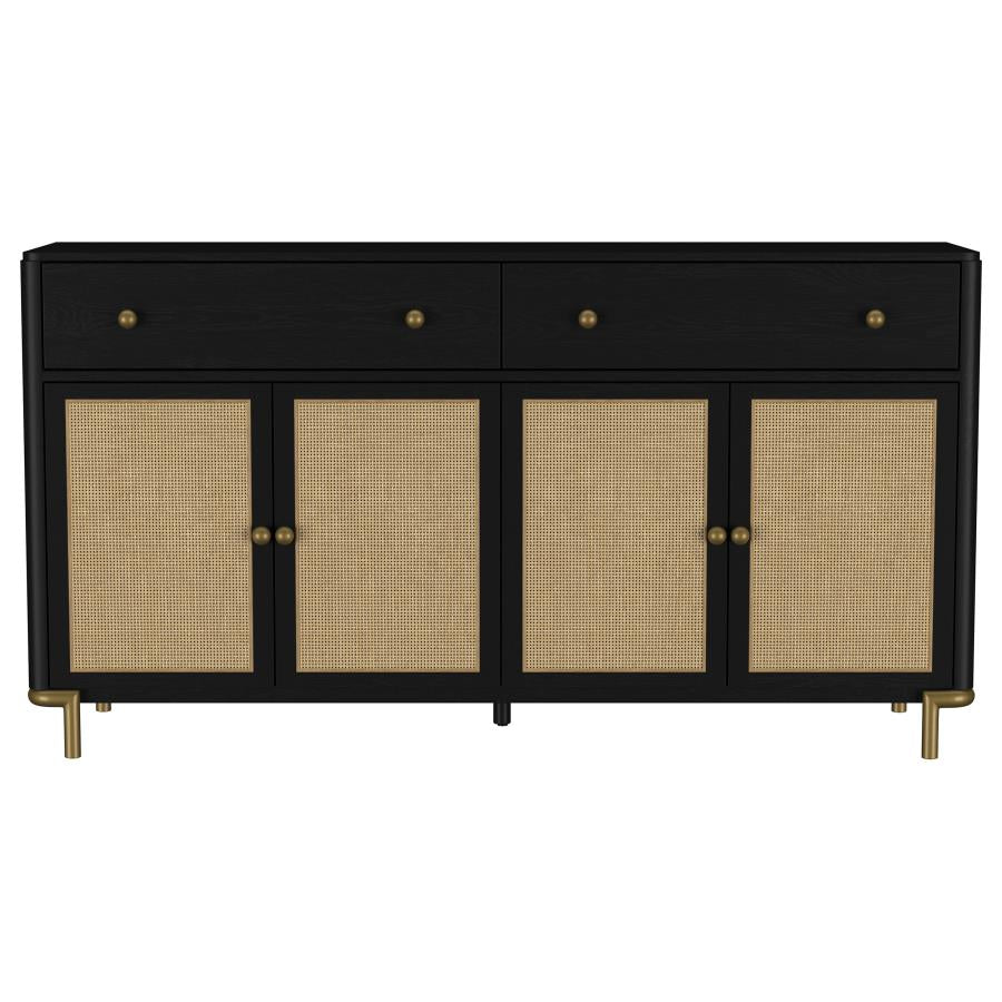 Arini 2-drawer Cane Door Dining Sideboard Server Black - 108935BLK