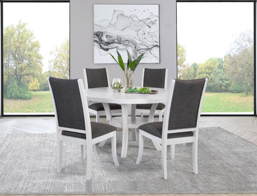 Judd 5-piece 54-inch Round Wood Dining Table Set Pearl White - 109330-S5
