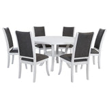 Judd 7-piece 54-inch Round Wood Dining Table Set Pearl White - 109330-S7