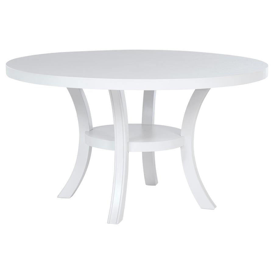 Judd 7-piece 54-inch Round Wood Dining Table Set Pearl White - 109330-S7