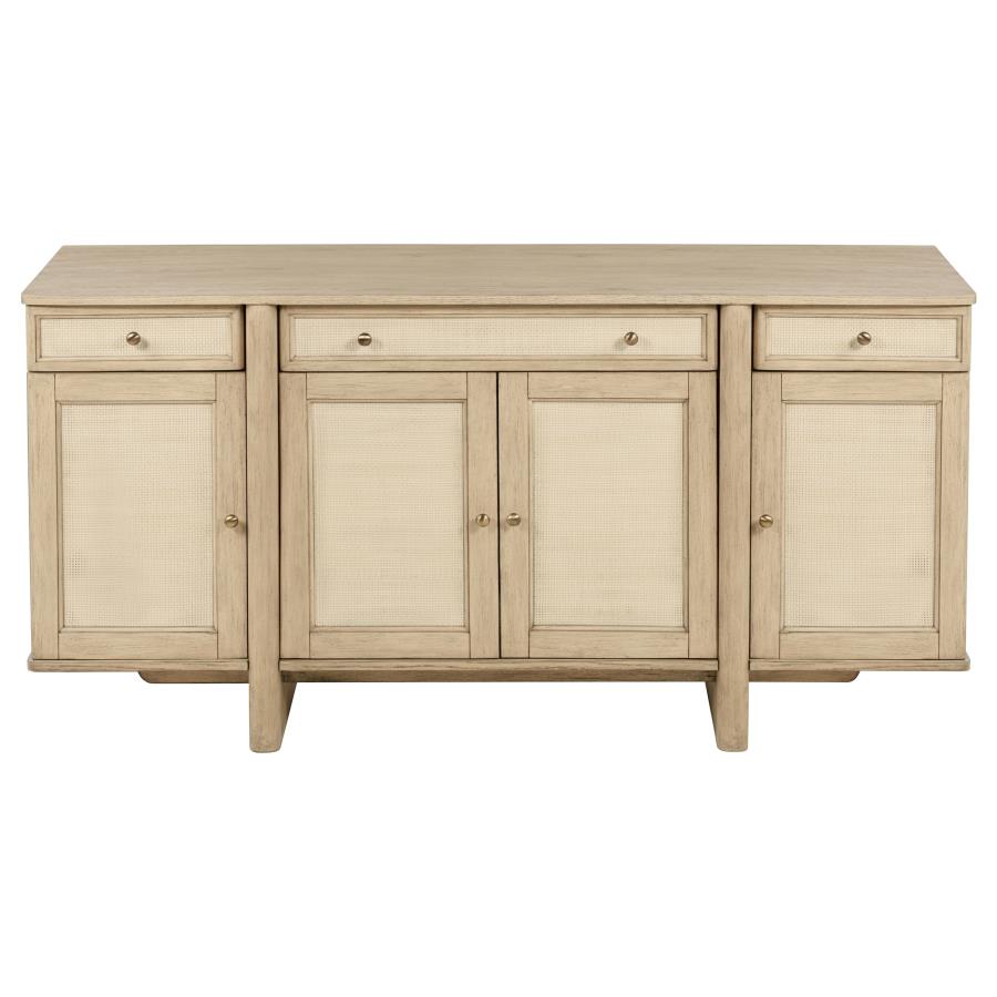 Kailani 4-door Cane Sideboard Buffet Cabinet Beige Oak - 109385