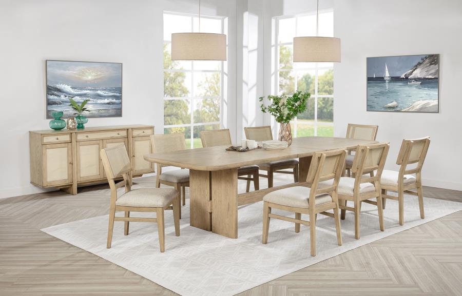 Kailani 4-door Cane Sideboard Buffet Cabinet Beige Oak - 109385