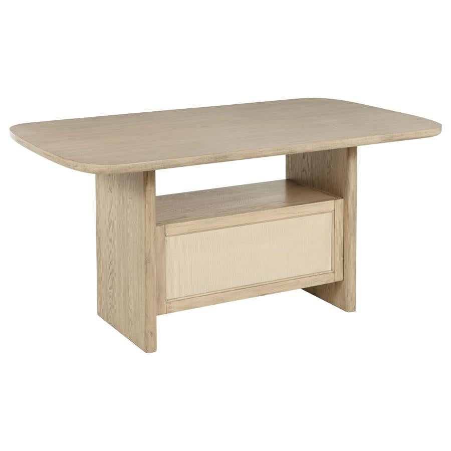 Kailani Cane Counter Height Storage Dining Table Beige Oak - 109388
