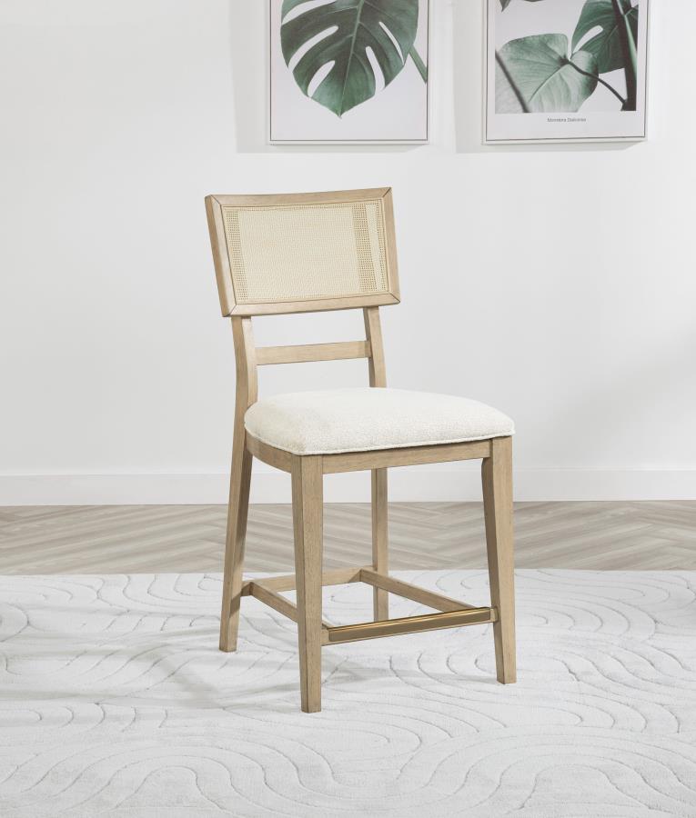 Kailani Rattan Cane Counter Side Chair Beige Oak (Set of 2) - 109389