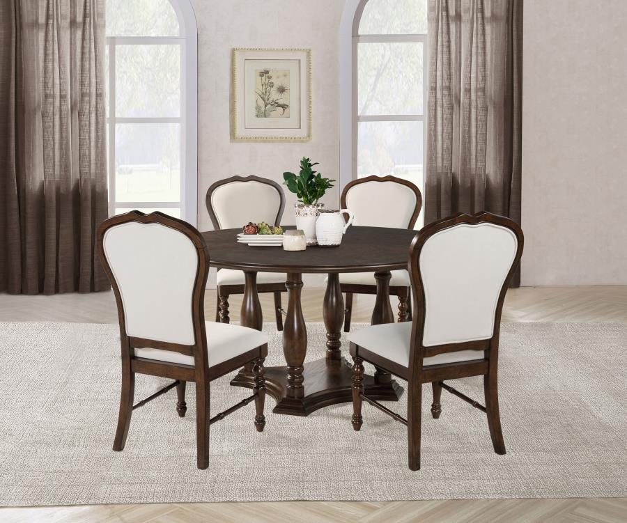 Landon 5-piece 60-inch Round Dining Table Set Rich Brown - 109400-S5