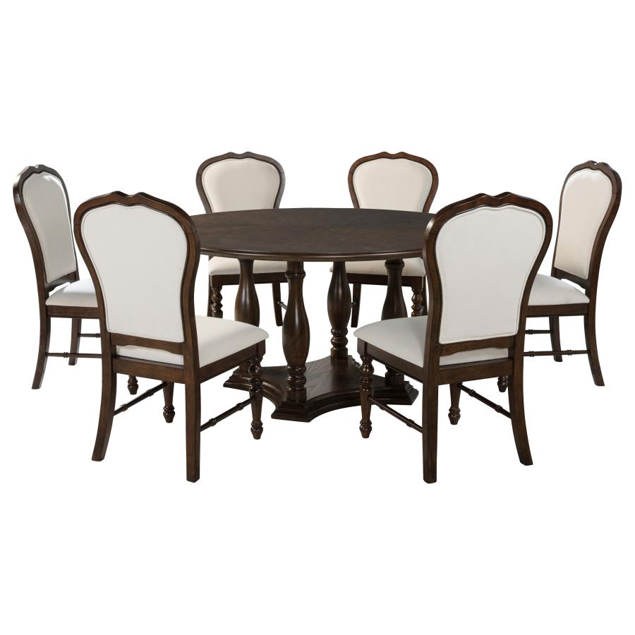 Landon 7-piece 60-inch Round Dining Table Set Rich Brown - 109400-S7