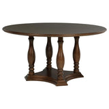 Landon 60-inch Round Wood Pedestal Dining Table Rich Brown - 109400