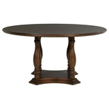 Landon 60-inch Round Wood Pedestal Dining Table Rich Brown - 109400