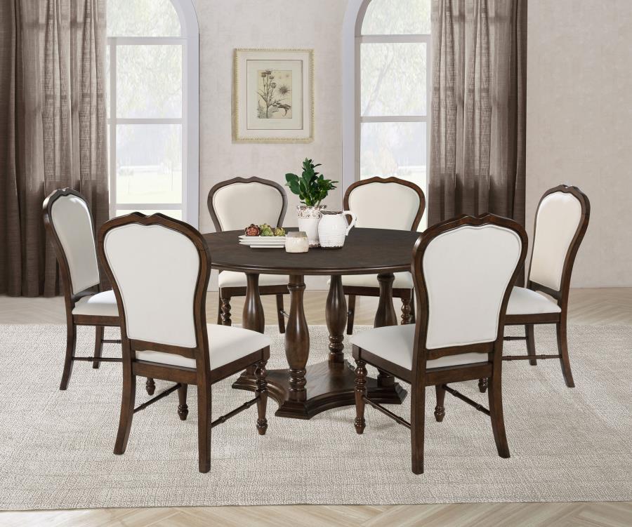 Landon 60-inch Round Wood Pedestal Dining Table Rich Brown - 109400