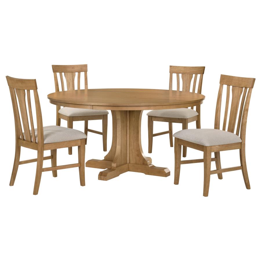 Hartville 5-piece Round Dining Table Set Natural Light Brown - 109460-S5