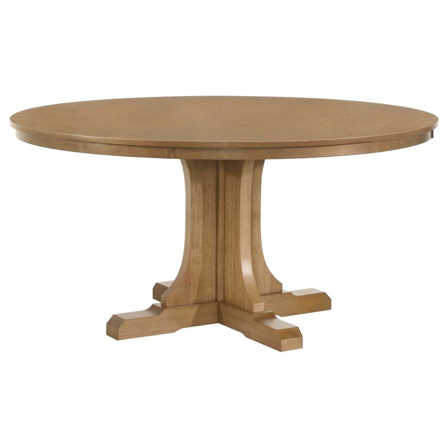 Hartville 7-piece Round Dining Table Set Natural Light Brown - 109460-S7