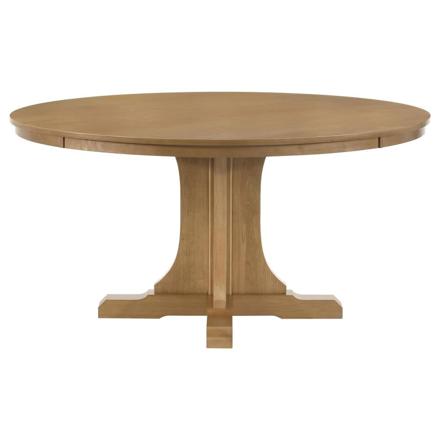 Hartville 7-piece Round Dining Table Set Natural Light Brown - 109460-S7