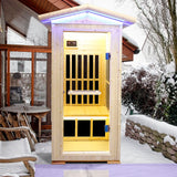 Single Person Spruce Far Infrared Sauna With Ambient Lighting And Bluetooth Music - Natural