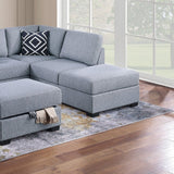 Reversible Sectional Sofa With Built In Shelf And Storage Ottoman, L - Shaped Living Room Furniture