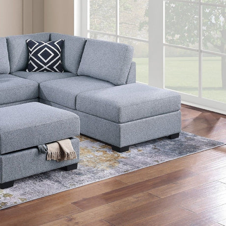 Reversible Sectional Sofa With Built In Shelf And Storage Ottoman, L - Shaped Living Room Furniture