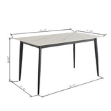 Dining Table Round White Sintered Stone Top Heavy Duty Metal Legs Waterproof Surface For Kitchen Dining Room Or Office Furniture - White / Black