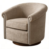 Barrel Swivel Accent Chair, 360 Degree Rotating For Living Room - Sand