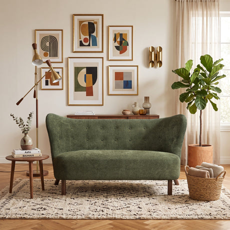Nordic Chair Laid Back Loveseats With Curved Backres, No Armrests
