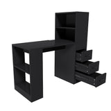 Computer Desk With 4 In 1 Socket & 3 Drawers, 4 Tier Shelves