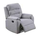 1 Piece Manual Recliner With Padded Seat And Backrest - Gray
