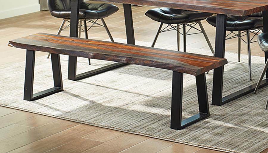 Ditman Live Edge Wood Dining Bench Grey Sheesham - 110183