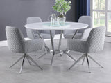 Abby 5-piece Round Dining Table Set White High Gloss - 110321-S5