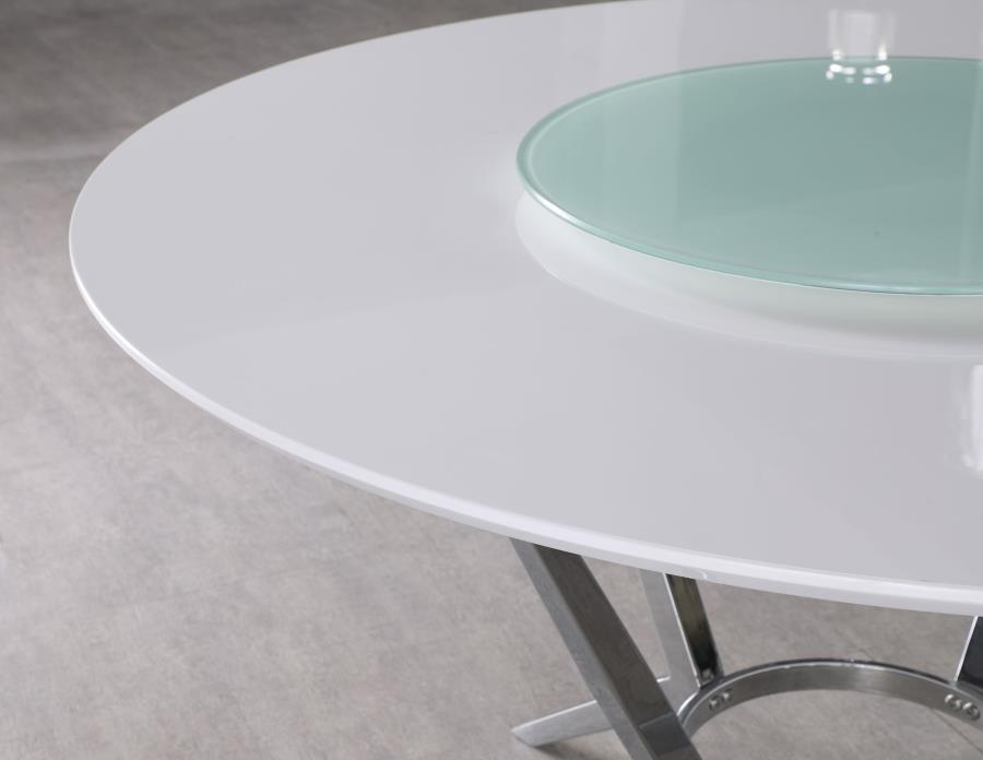 Abby 5-piece Round Dining Table Set White High Gloss - 110321-S5