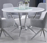Abby Round 54-inch Lazy Susan Dining Table White High Gloss - 110321