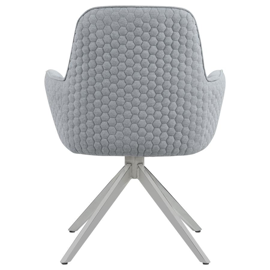 Abby Fabric Upholstered Swivel Dining Arm Chair Light Grey - 110322