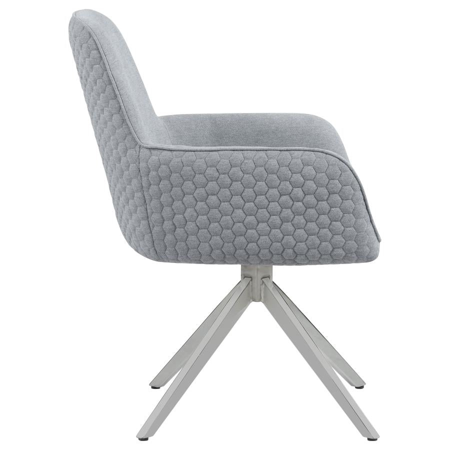 Abby Fabric Upholstered Swivel Dining Arm Chair Light Grey - 110322